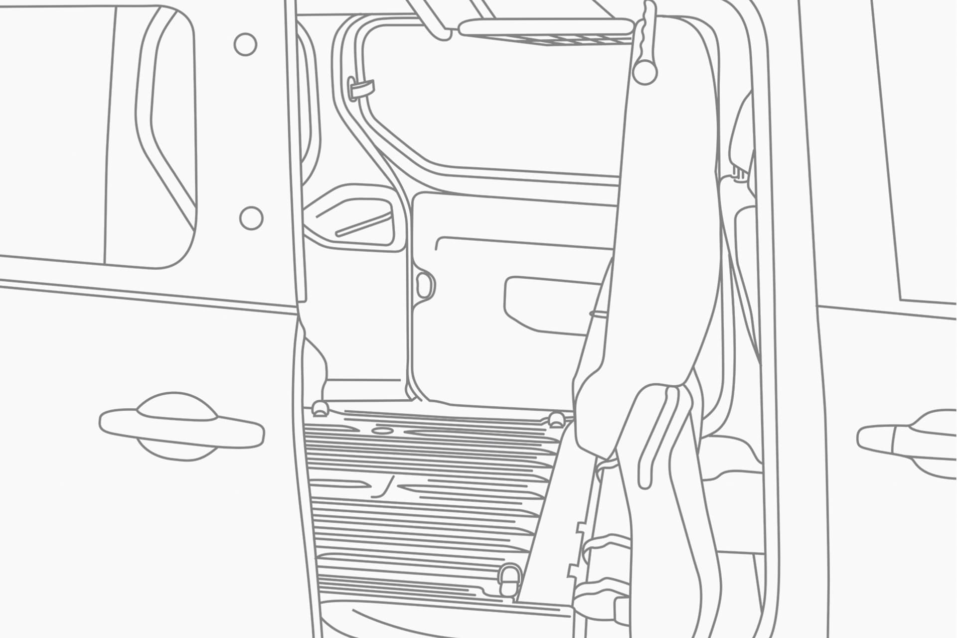 Nissan Towstar Van - Ilustrācija, kas parāda CREW Van EV salona ietilpību 
